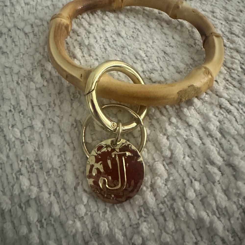 Bamboo Style Keyring with Inital - Picture 6 of 12